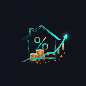 Apport personnel immobilier 2026 - maison et euros sur fond navy fintech