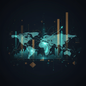 Marchés émergents 2026 carte mondiale avec noeuds lumineux Inde Vietnam Brésil thème fintech sombre
